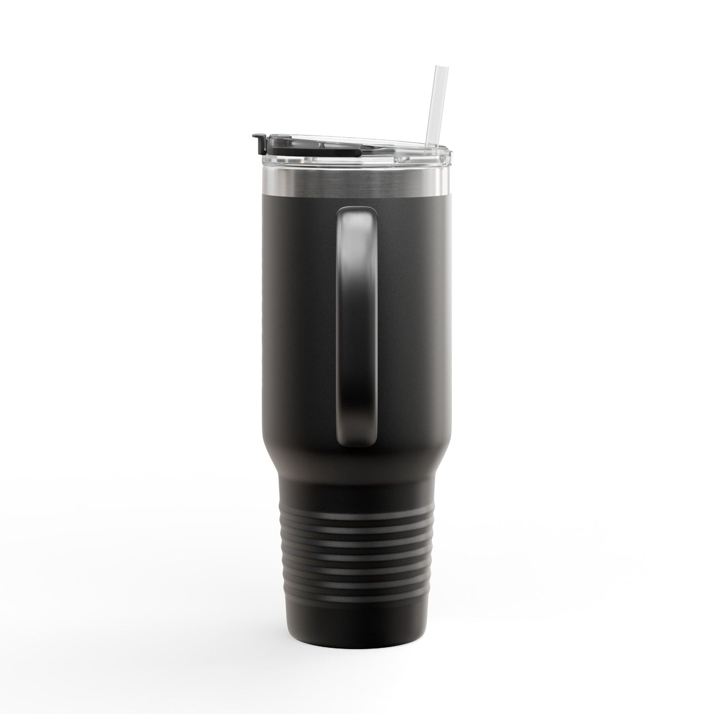 Black Motivated 40oz Insulated Travel Mug – Large Stainless Steel Tumbler with Handle & Straw