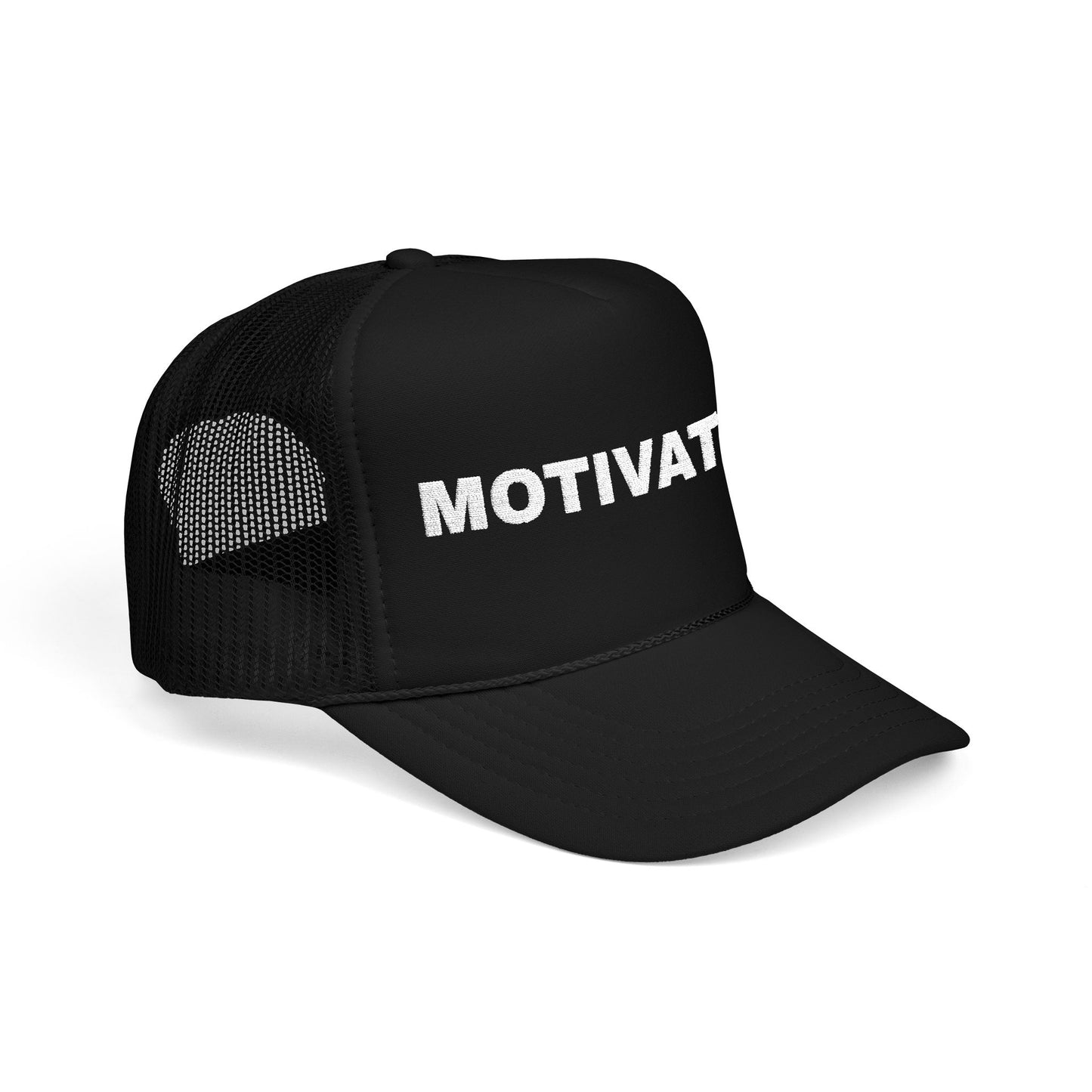 Black Motivated Foam Embroidered Trucker Hat