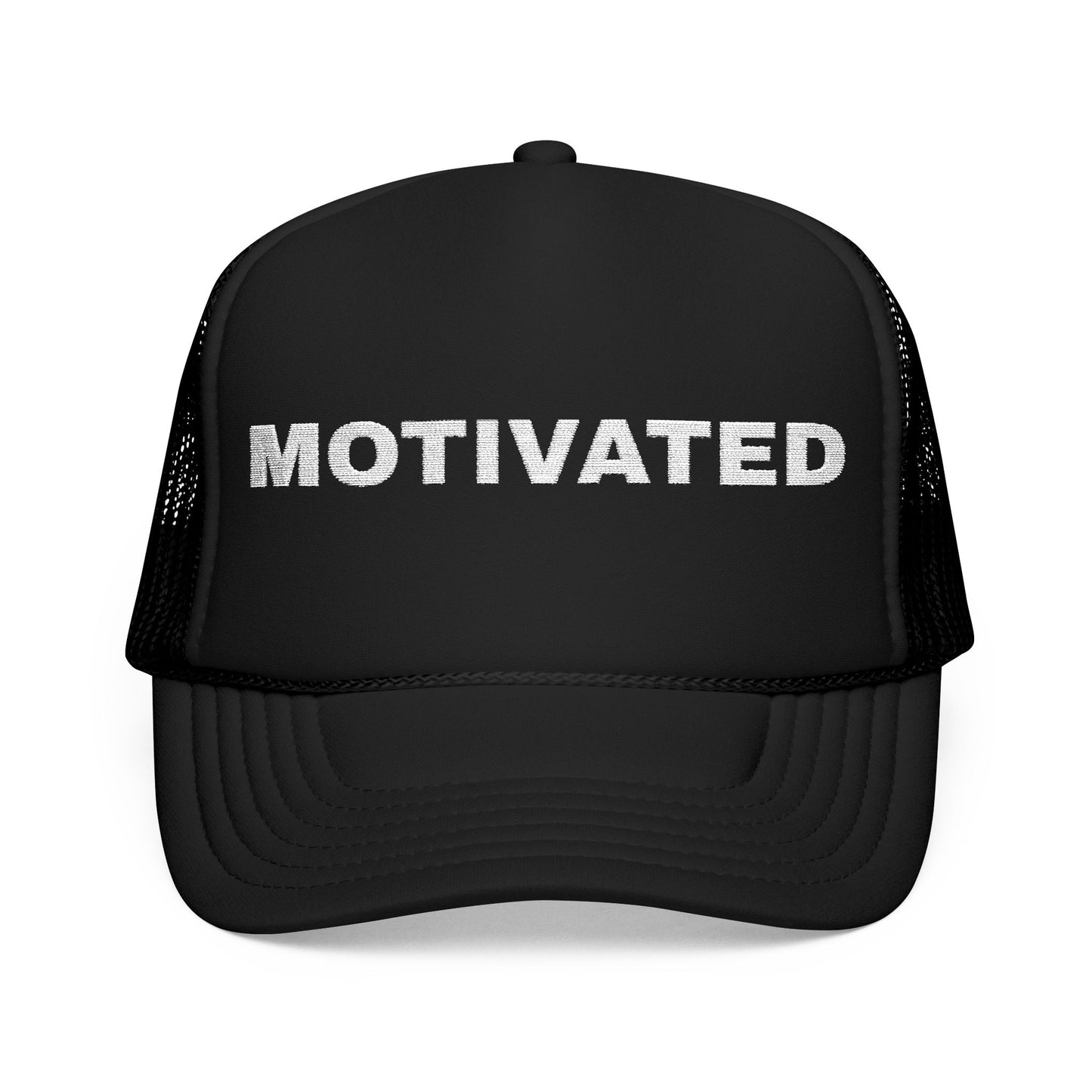 Black Motivated Foam Embroidered Trucker Hat